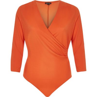 Orange wrap bodysuit